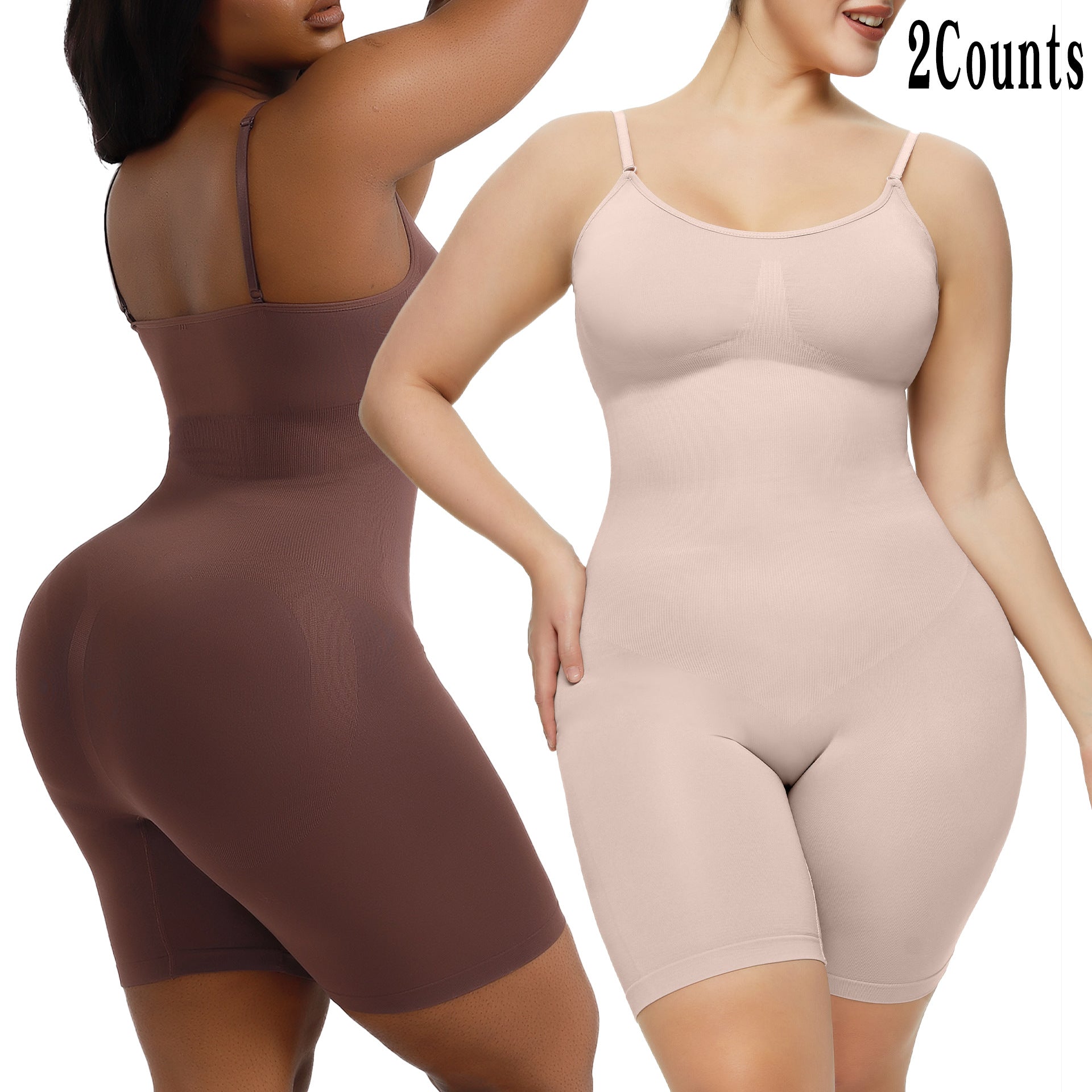 Cakulo Plus Size Postpartum Hip Lifting Seamless Full Body Belly Contraction One Piece Shapewear