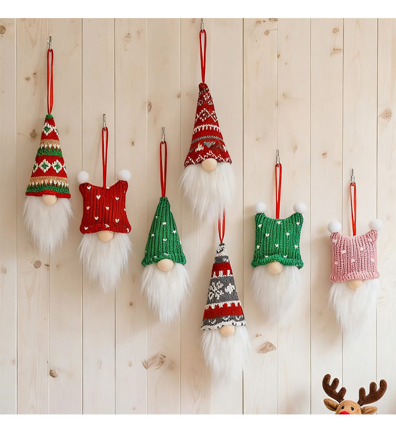 3-Piece Mingguan Christmas Nordic Style Knitted Gnome Pendant Set Christmas Decorations Gnome Figurine Ornaments