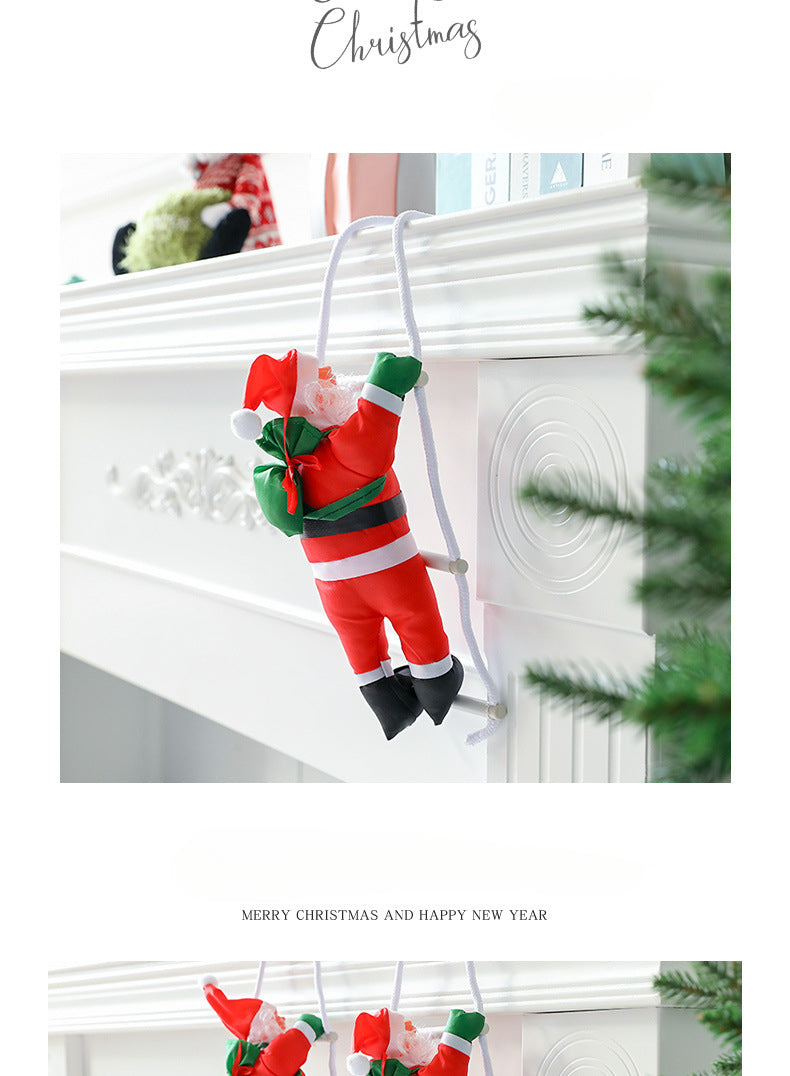 Santa Claus Climbing Ladder Desktop Creative Ornament Christmas Decoration Scene Setup Hanging Christmas Tree Decoration