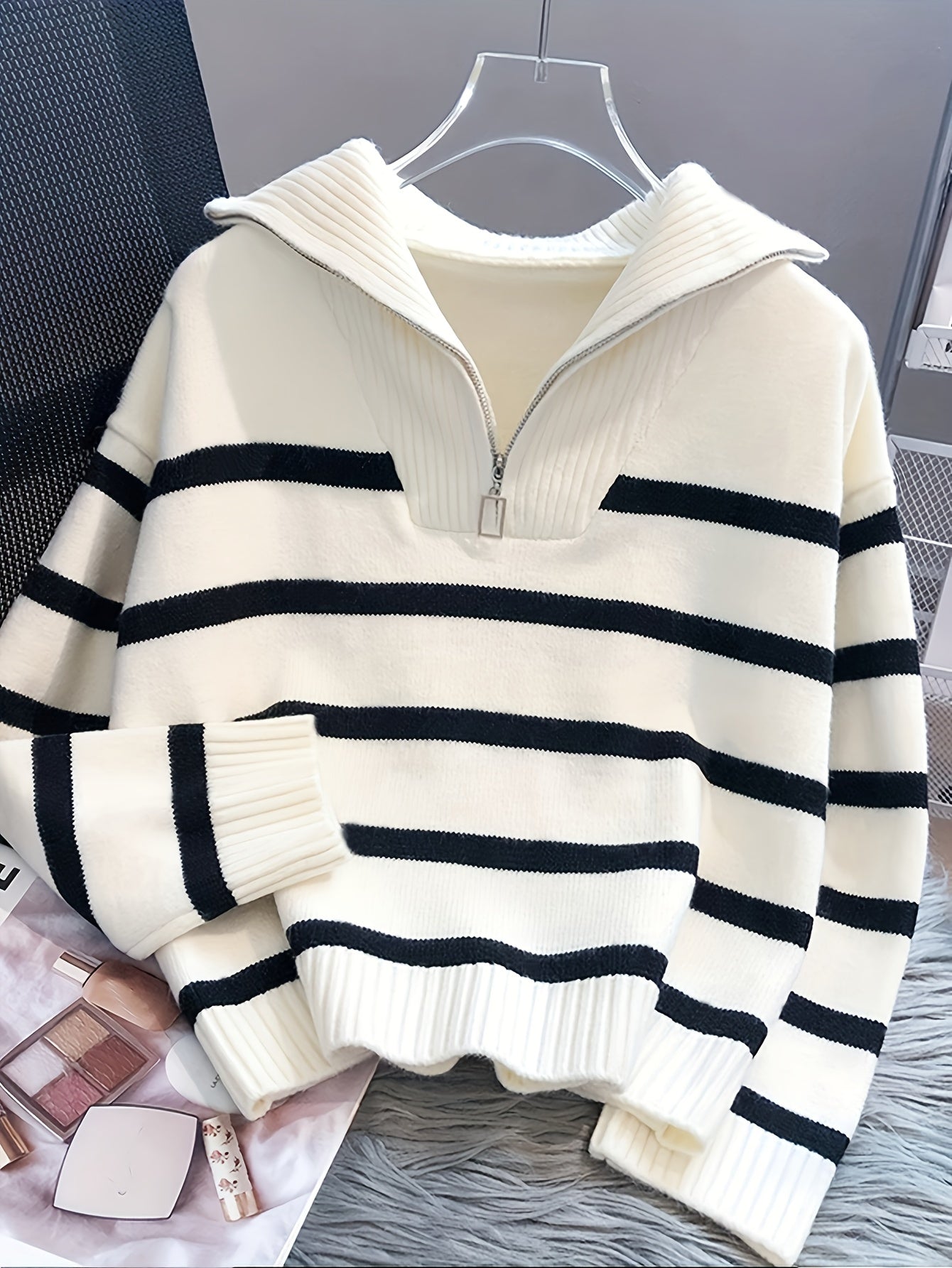 Cakulo FallFreshness Women's Fashionable & Casual Long Knitted Cardigan with Letter Pattern Simple Design Everyday Wear Essential Piece