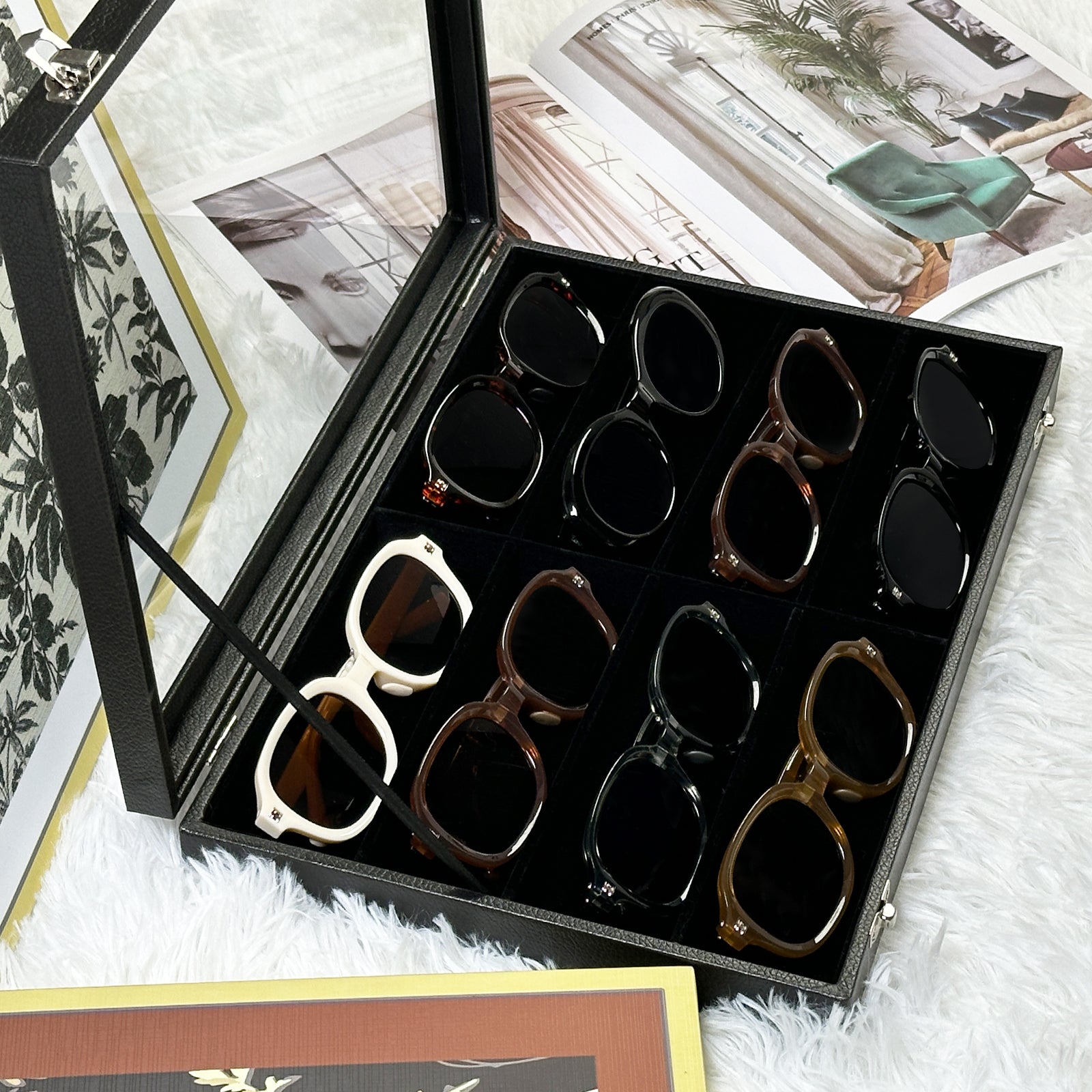 Cakulo Display Box Black Jewelry Storage Box with Clear Lid Holds Multiple