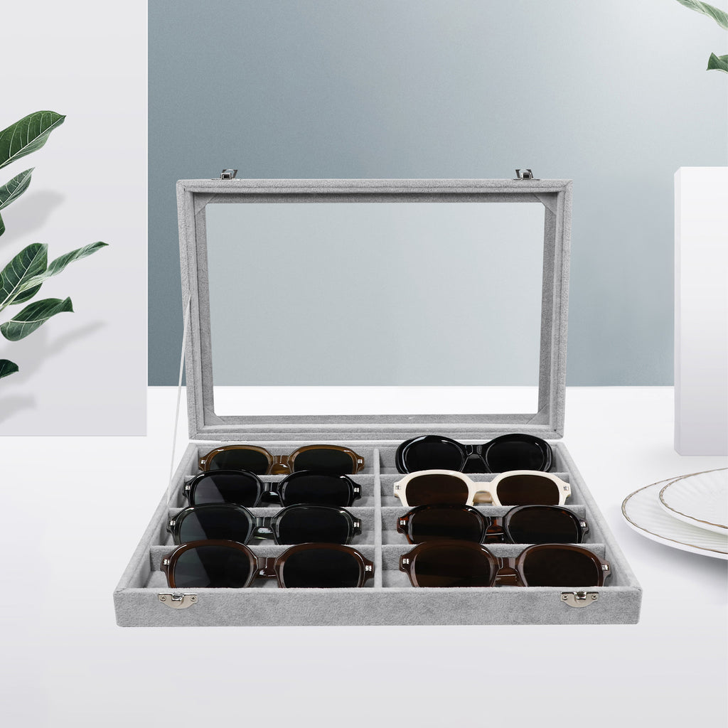 Cakulo Velvet Jewelry Organizer Tray with Clear Lid Stores Bracelets Rings Earrings