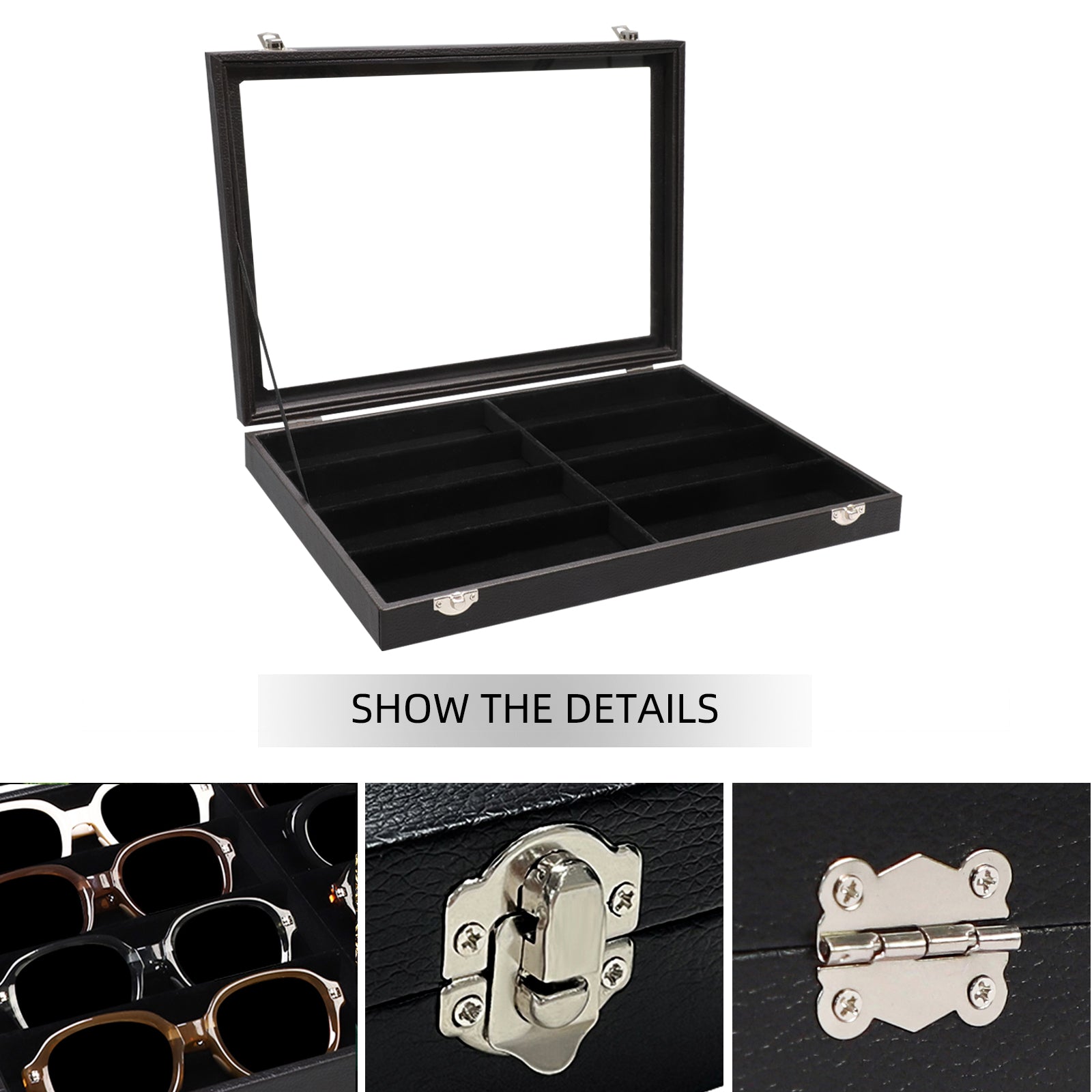 Cakulo Display Box Black Jewelry Storage Box with Clear Lid Holds Multiple
