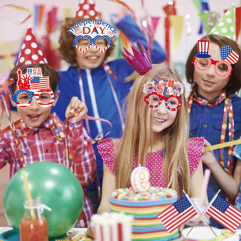 Hot New Product American Independence Day Decorative Glasses American National Day Holiday Photo Props Paper Glasses