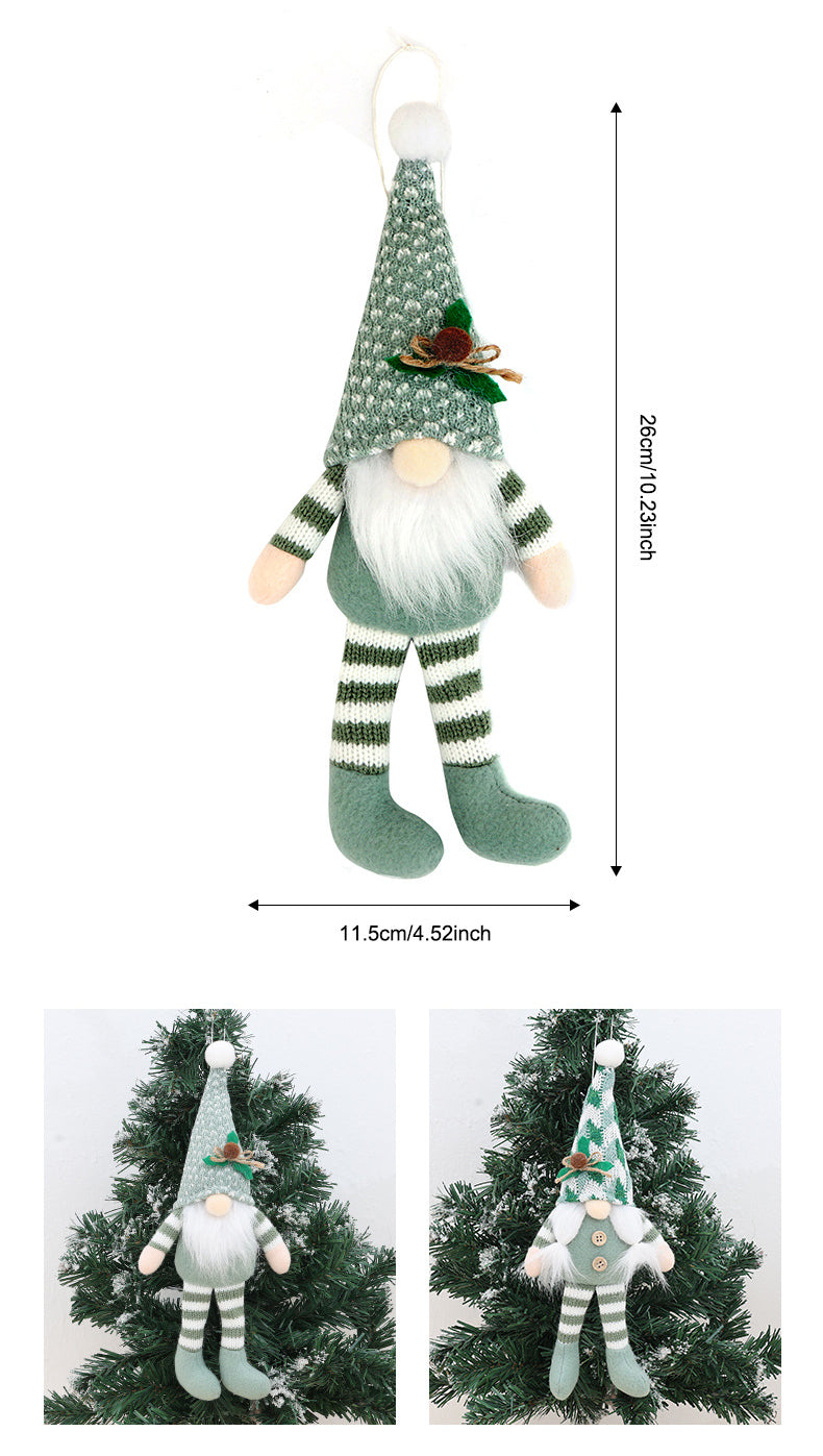 Christmas Decoration Supplies Pendant Striped Knitted Hat Rudolph Hanging Leg Doll Gnome Party Ornament