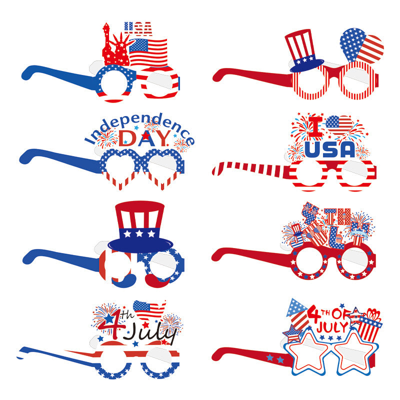 Hot New Product American Independence Day Decorative Glasses American National Day Holiday Photo Props Paper Glasses