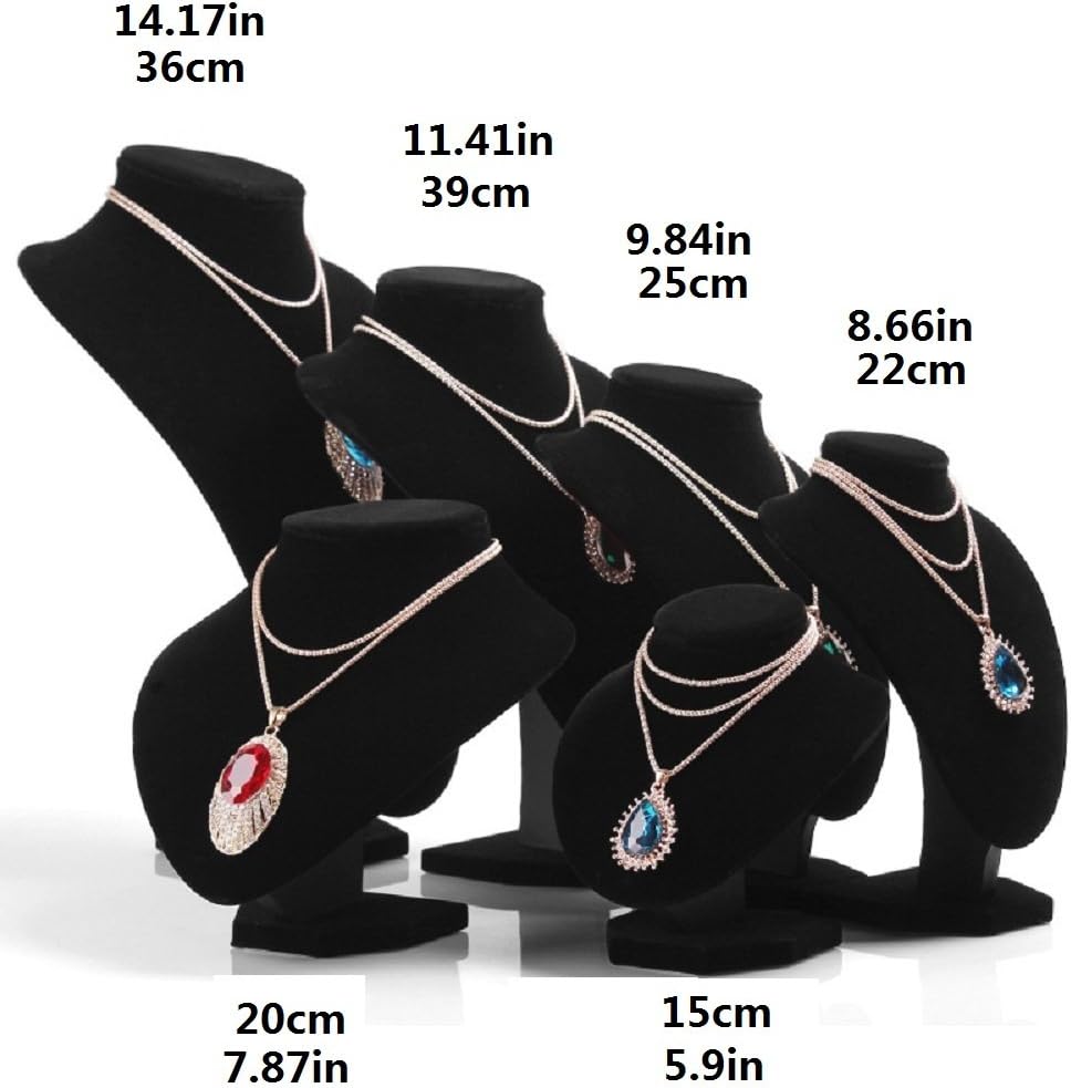 Cakulo Black Velvet Necklace Bust Display 3D Stand for Pendants 10.75in Height