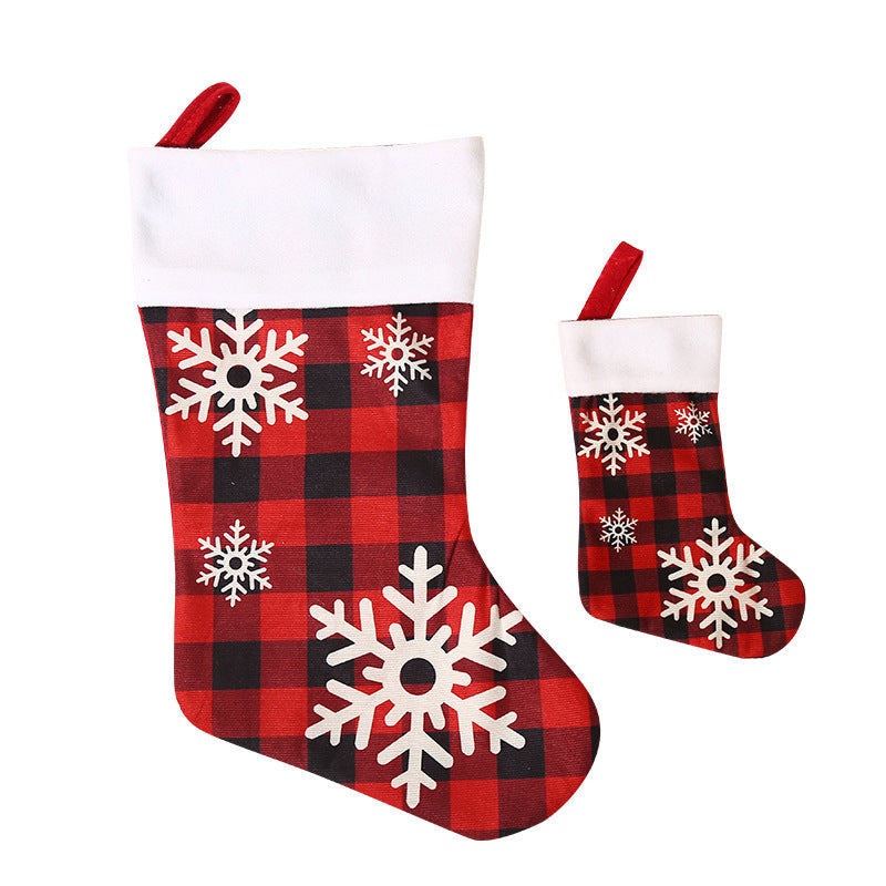 Christmas Supplies Red and Black Checkered Snowflake Christmas Socks Christmas Tree Decoration Children's Holiday Gift Socks Candy Socks