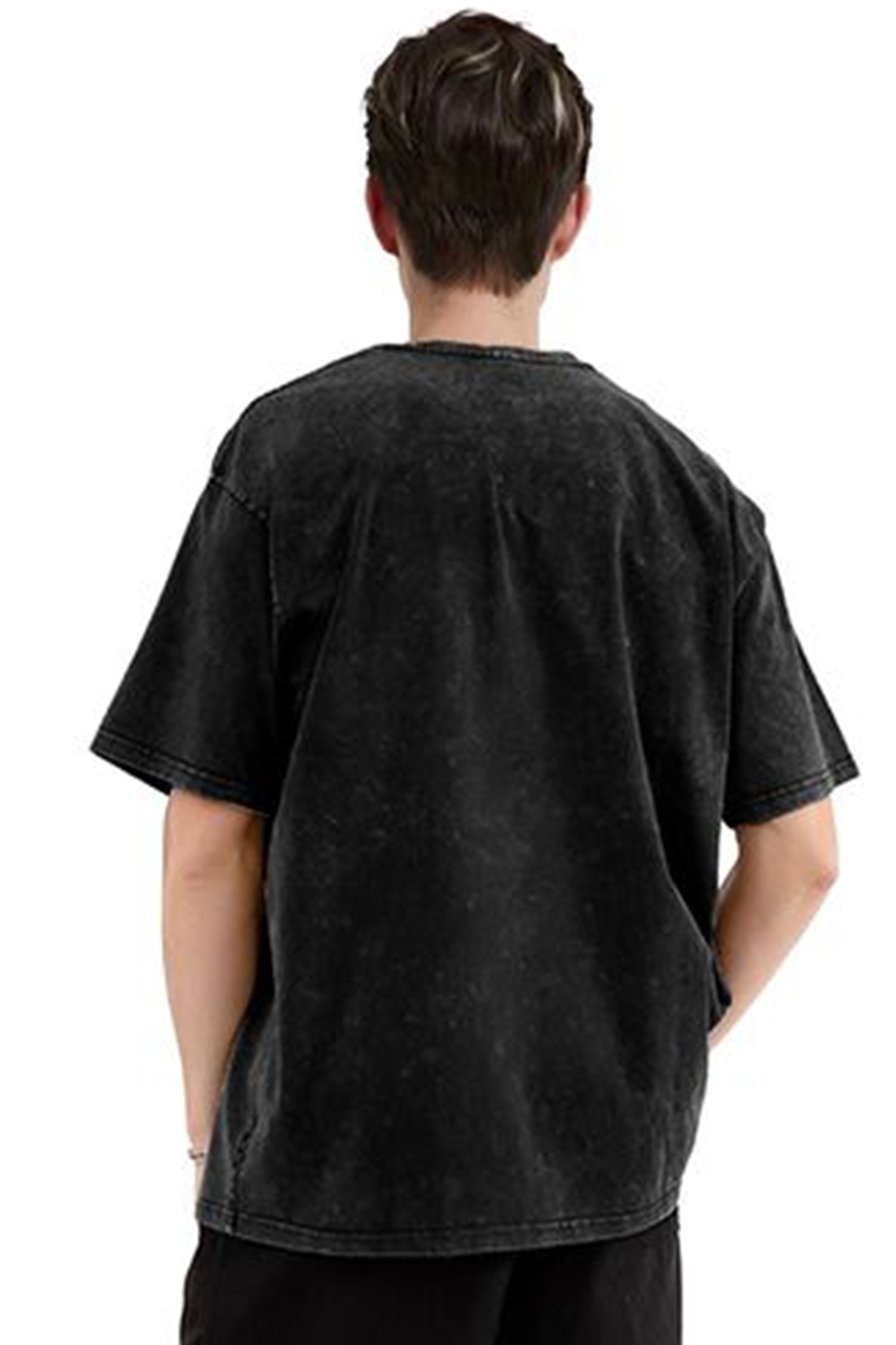 Cakulo Men's Vintage Washed Drop-Shoulder Short-Sleeve T-Shirt (Front Customization)