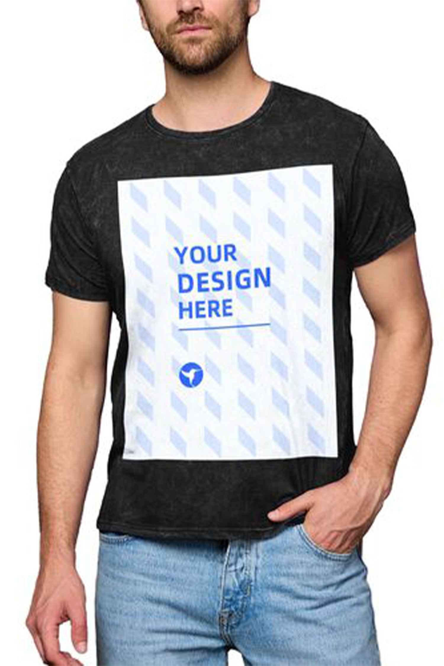 Cakulo Men's Slim-Fit Washed Cotton Short-Sleeve T-Shirt（Front Customization)  