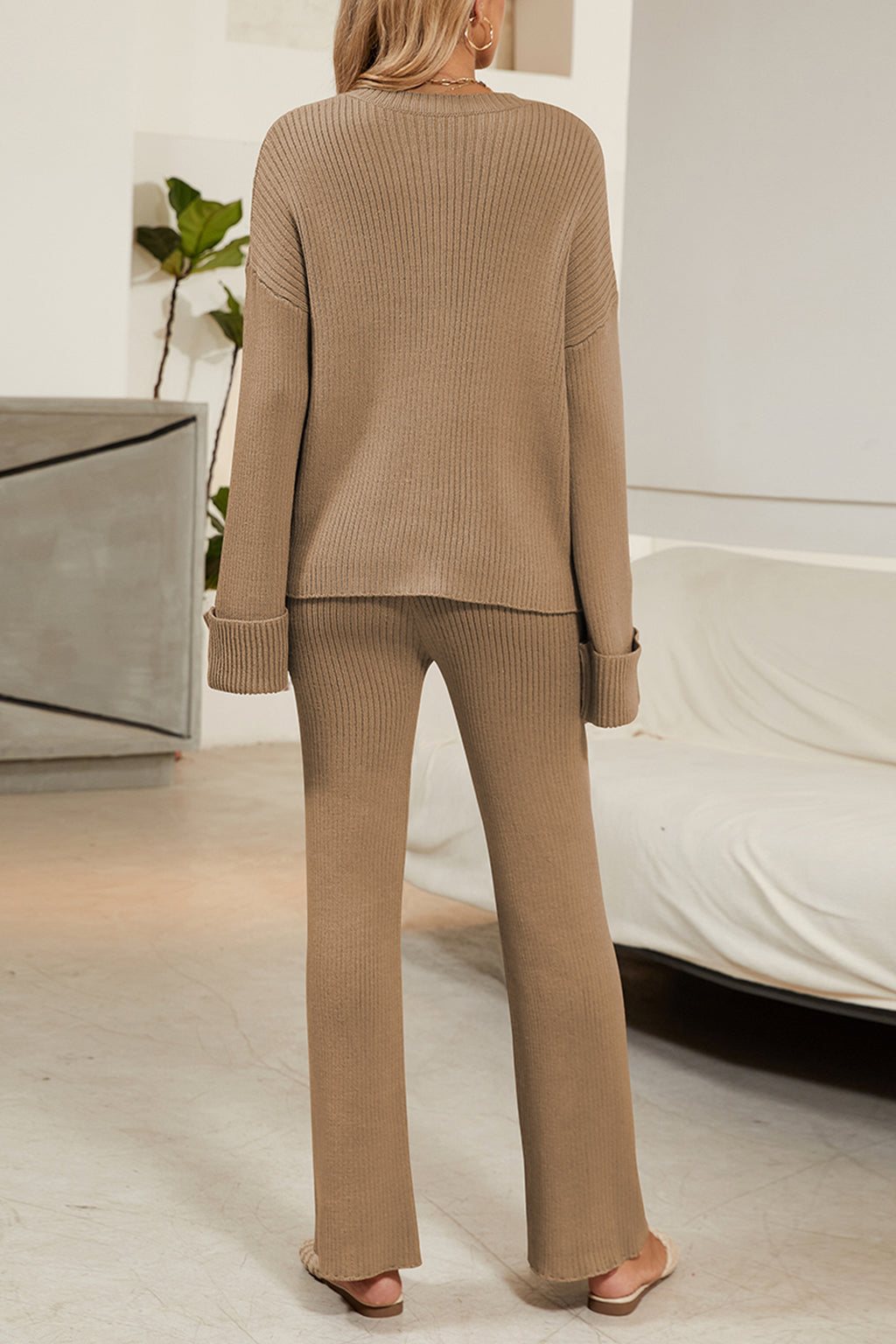 Cakulo Women's Loungewear Button Sweater & Wide Leg Pants