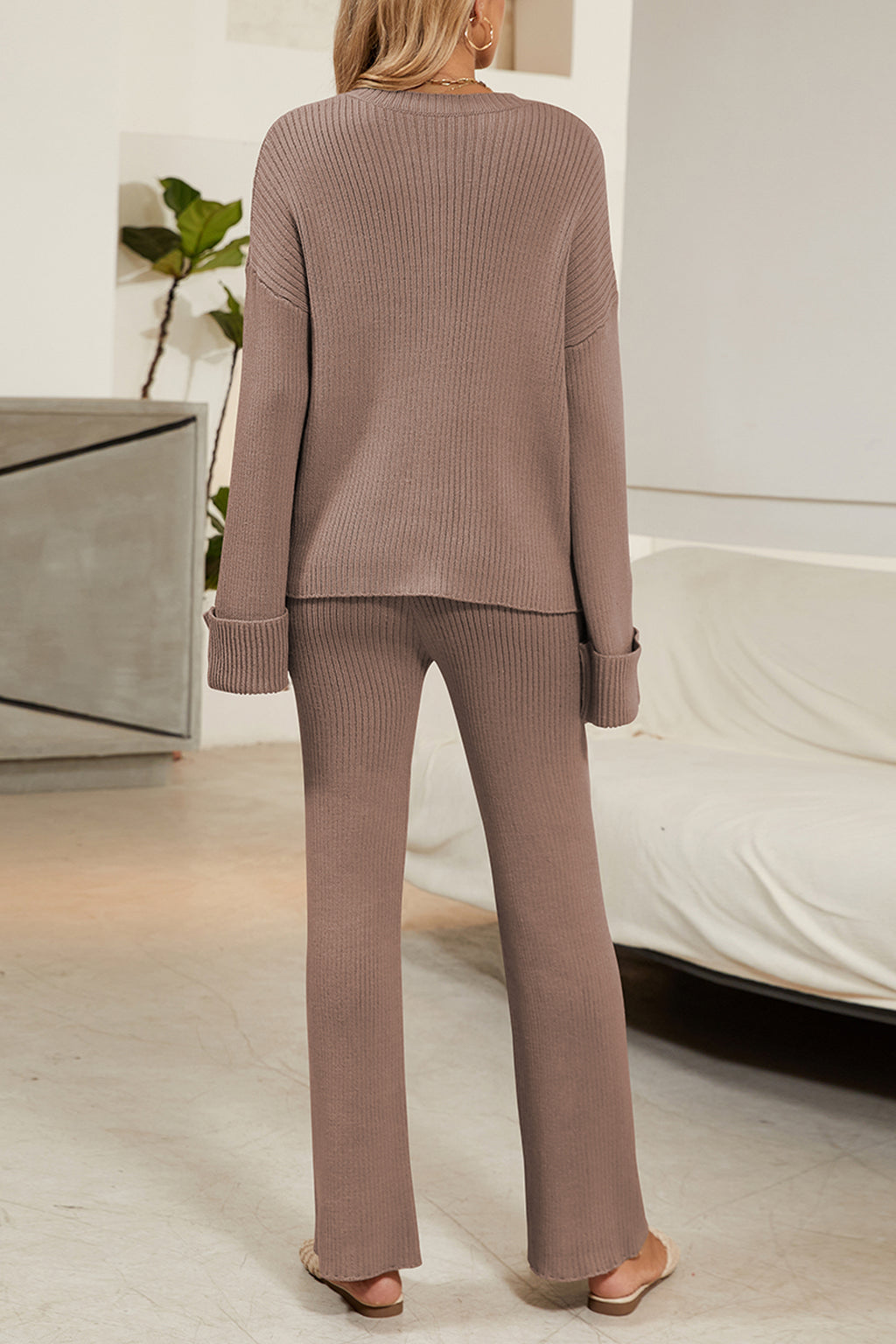Cakulo Women's Loungewear Button Sweater & Wide Leg Pants