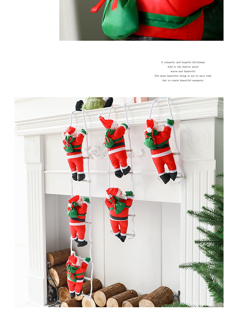 Santa Claus Climbing Ladder Desktop Creative Ornament Christmas Decoration Scene Setup Hanging Christmas Tree Decoration