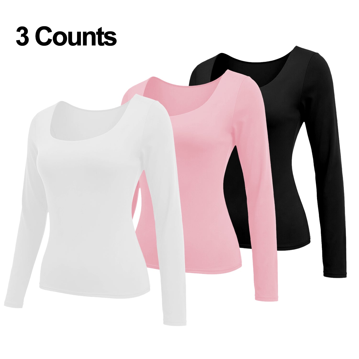 Cakulo Women's 4-Pack Long Sleeve Crop Tops Y2K Casual Streetwear