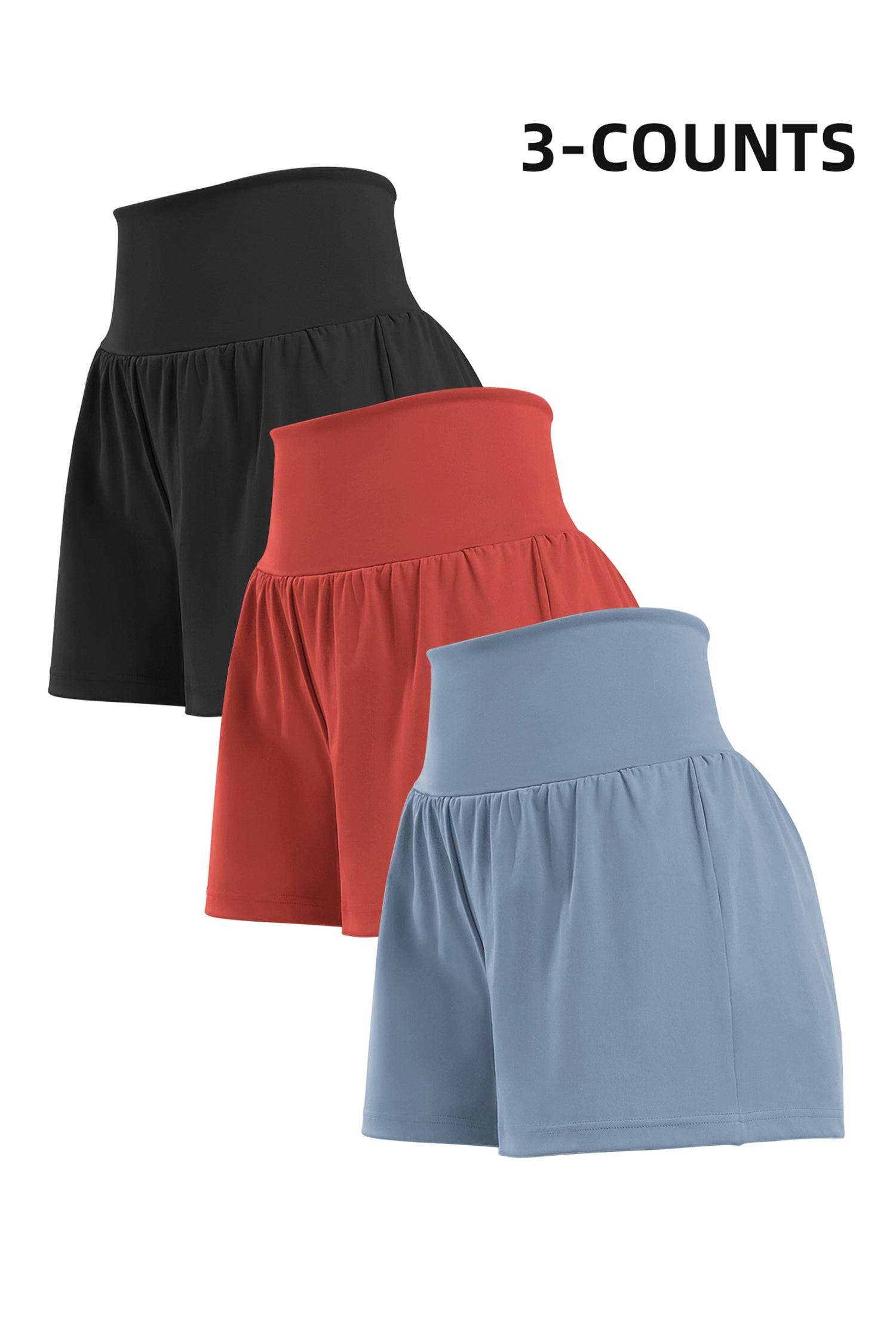 Cakulo High Waist Fake 3 Piece Yoga Women's Shorts With Invisible Pocket Breathable & Quick  Dry for Fitness