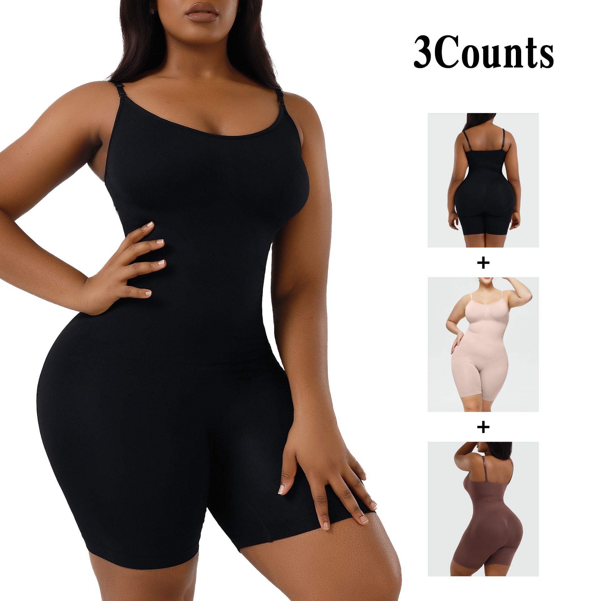 Cakulo Plus Size Postpartum Hip Lifting Seamless Full Body Belly Contraction One Piece Shapewear
