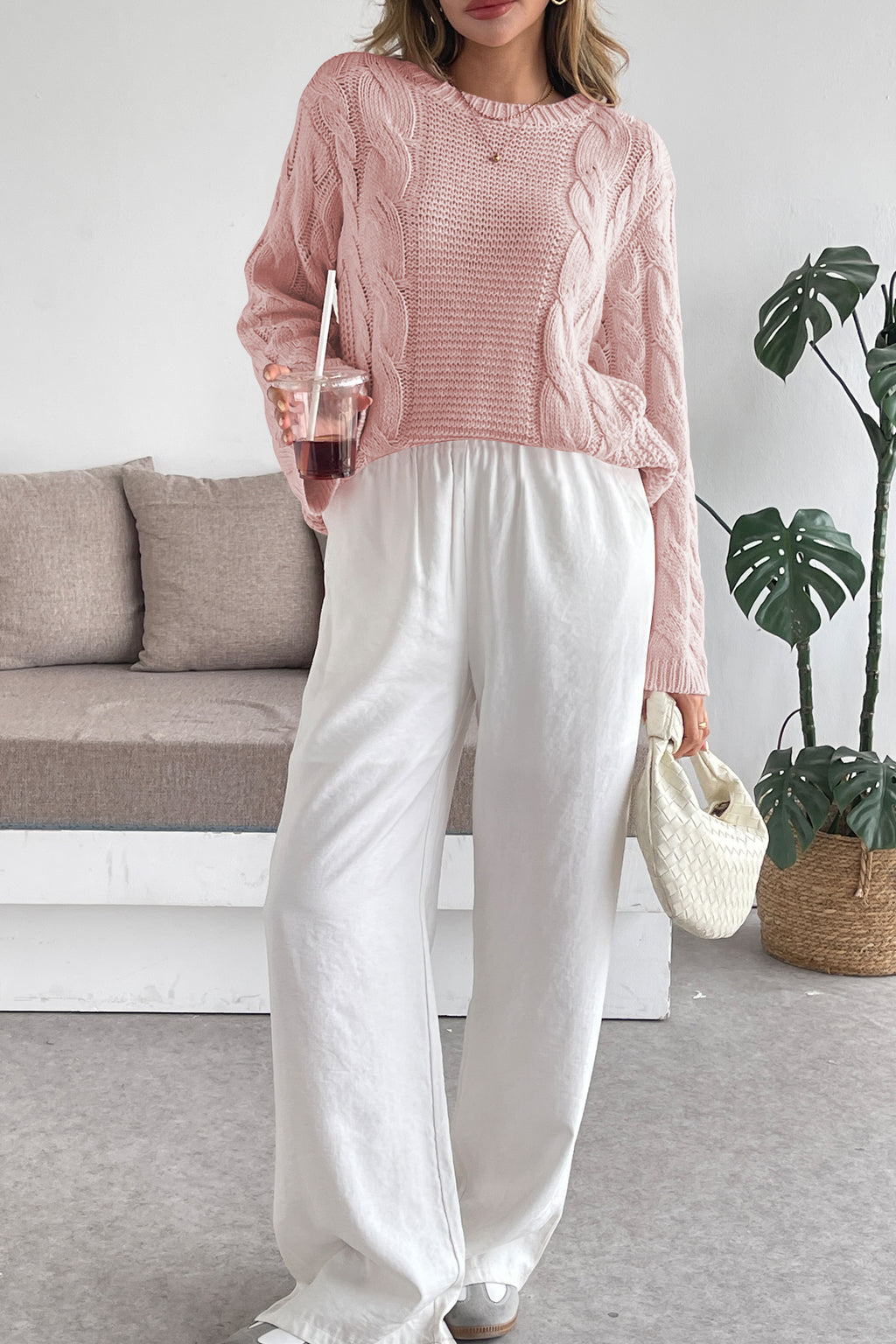 Cakulo Womens Oversized Pullover: Chunky Cable Knit, Crewneck, Bell Sleeve 2025