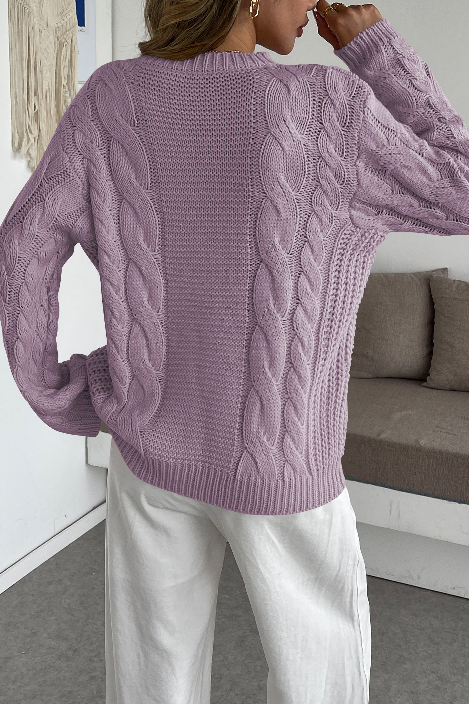 Cakulo Womens Oversized Pullover: Chunky Cable Knit, Crewneck, Bell Sleeve 2025