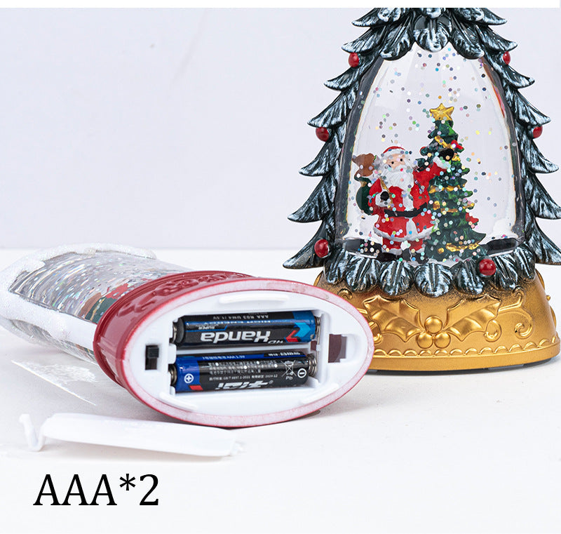 Christmas Glowing Water-Filled Candle Small Lantern Decoration Gift Elderly Water Feature Lamp Desktop Ornament Christmas Tree Arrangement