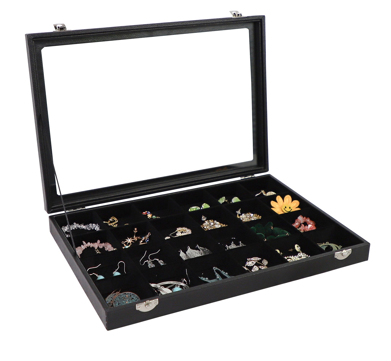 Cakulo Display Box Black Jewelry Storage Box with Clear Lid Holds Multiple