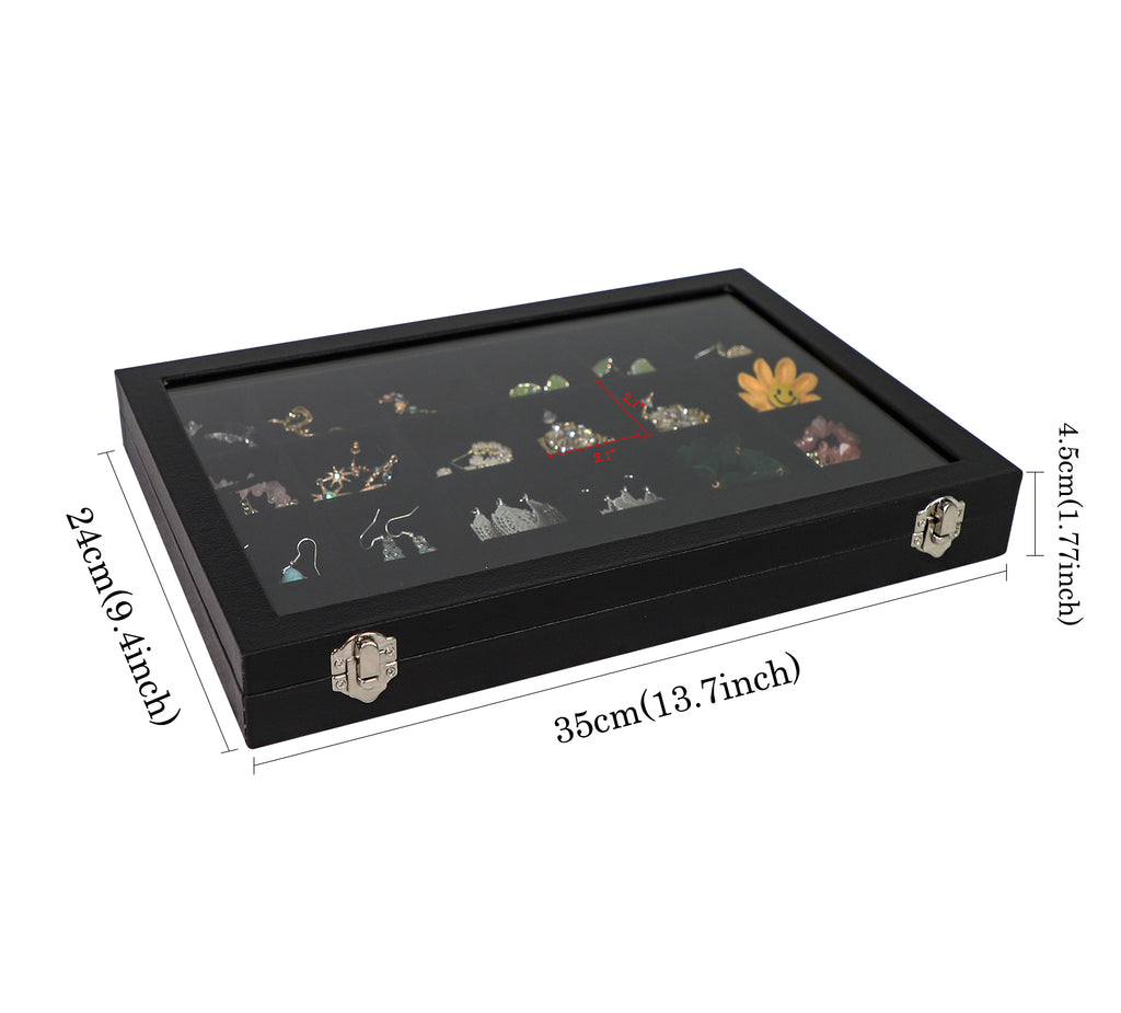 Cakulo Display Box Black Jewelry Storage Box with Clear Lid Holds Multiple