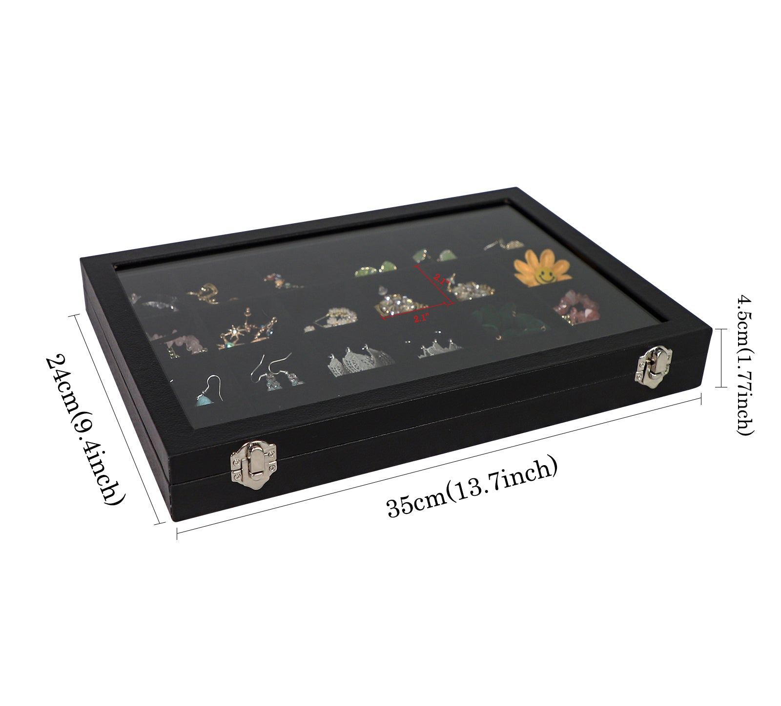 Cakulo Display Box Black Jewelry Storage Box with Clear Lid Holds Multiple