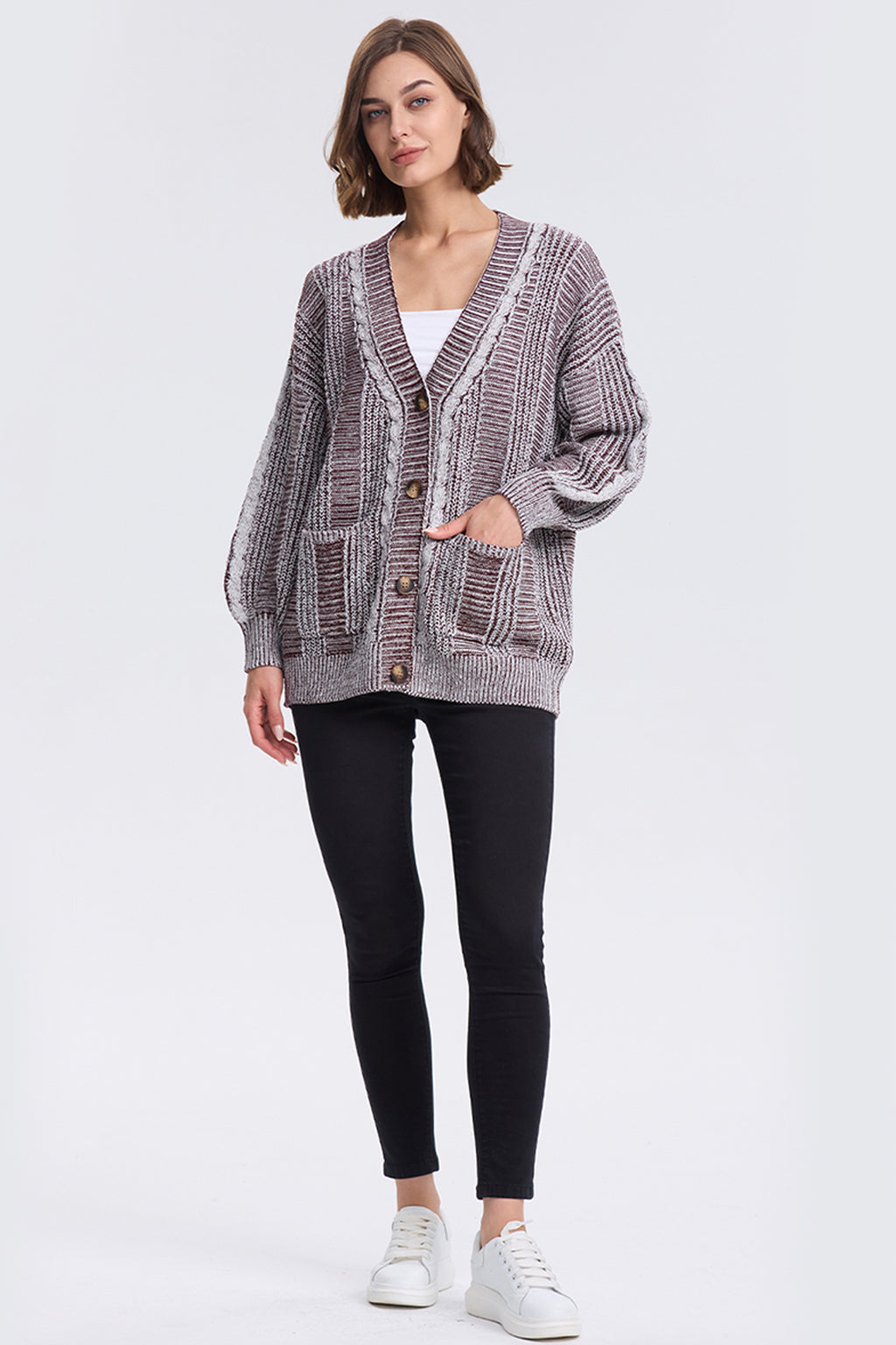 Cakulo Women's Chunky Cable Knit Cardigan