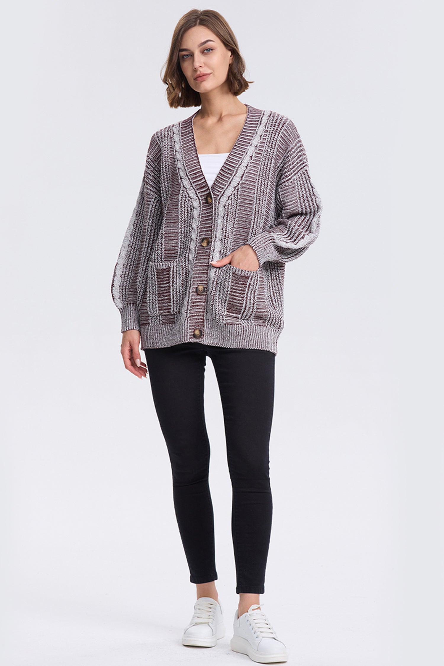 Cakulo Women's Chunky Cable Knit Cardigan