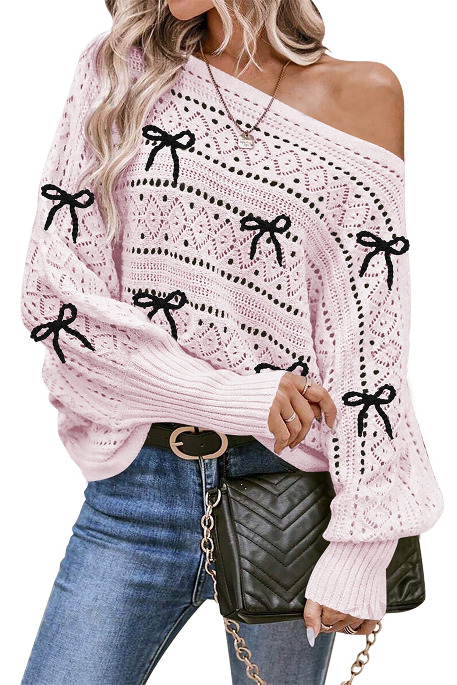 Cakulo Women's Off-Shoulder Batwing Sweater