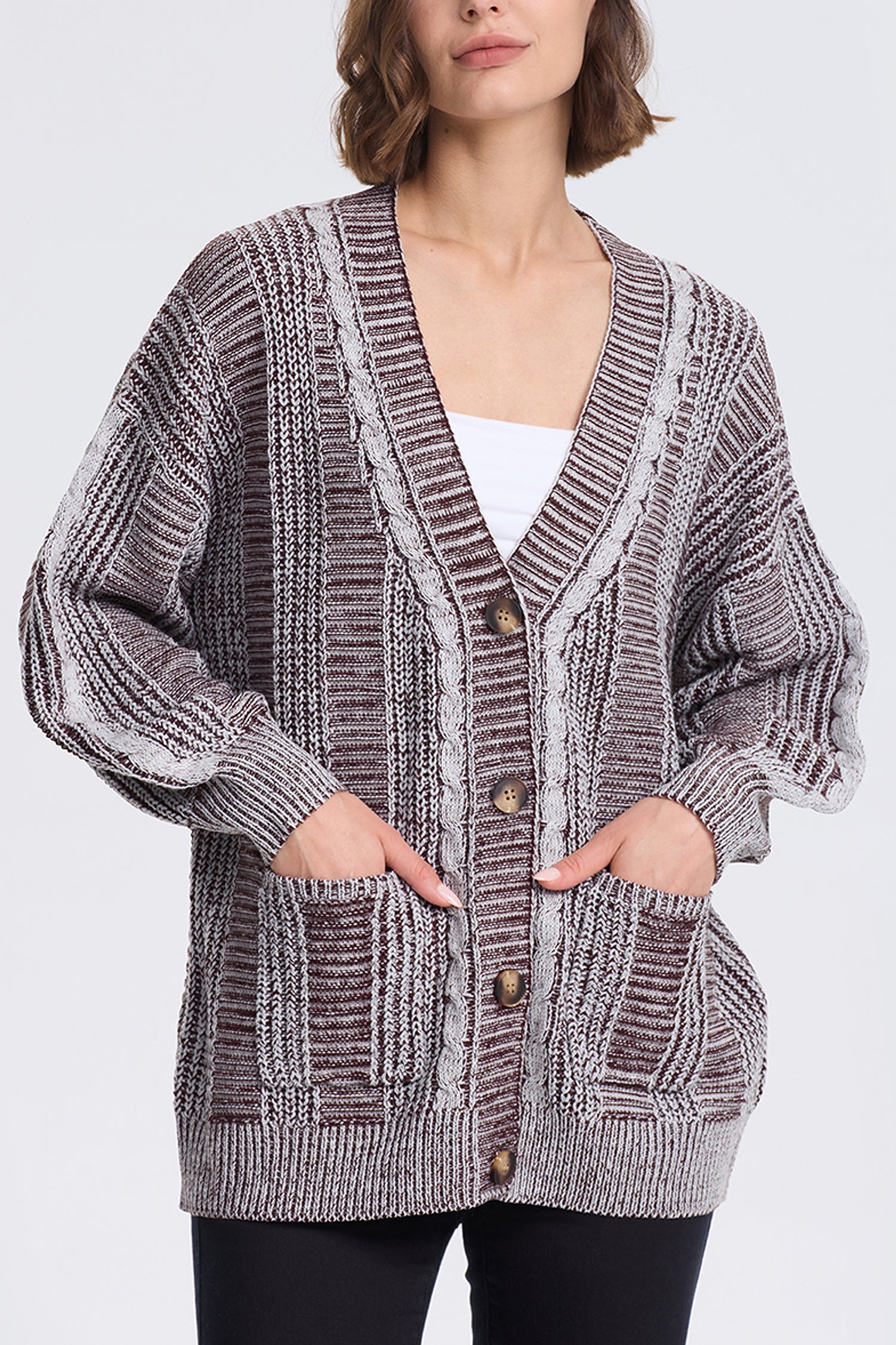 Cakulo Women's Chunky Cable Knit Cardigan