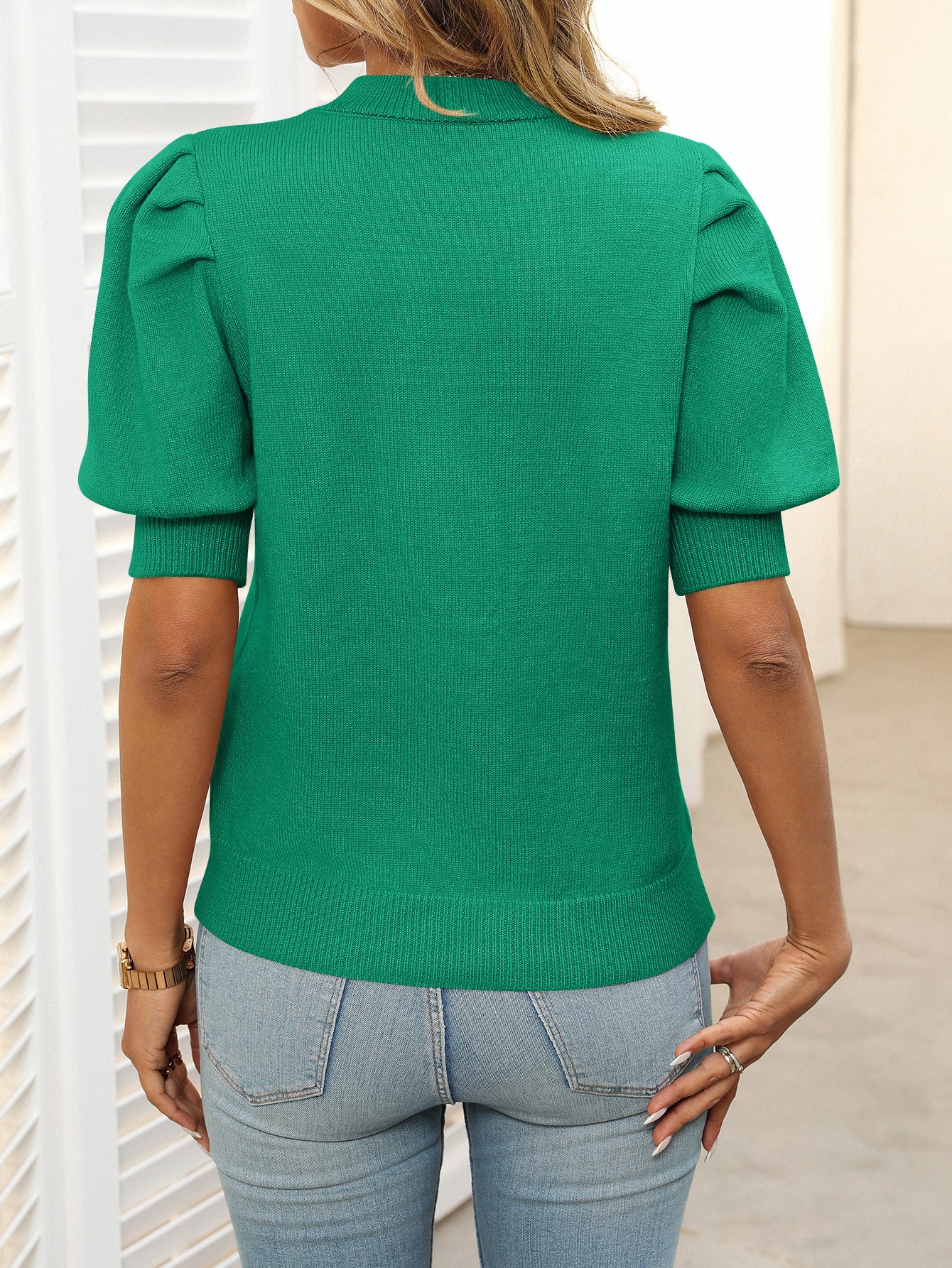 Cakulo Short Sleeve Sweater for Women 2026 Spring Summer Blouses Crewneck Knit