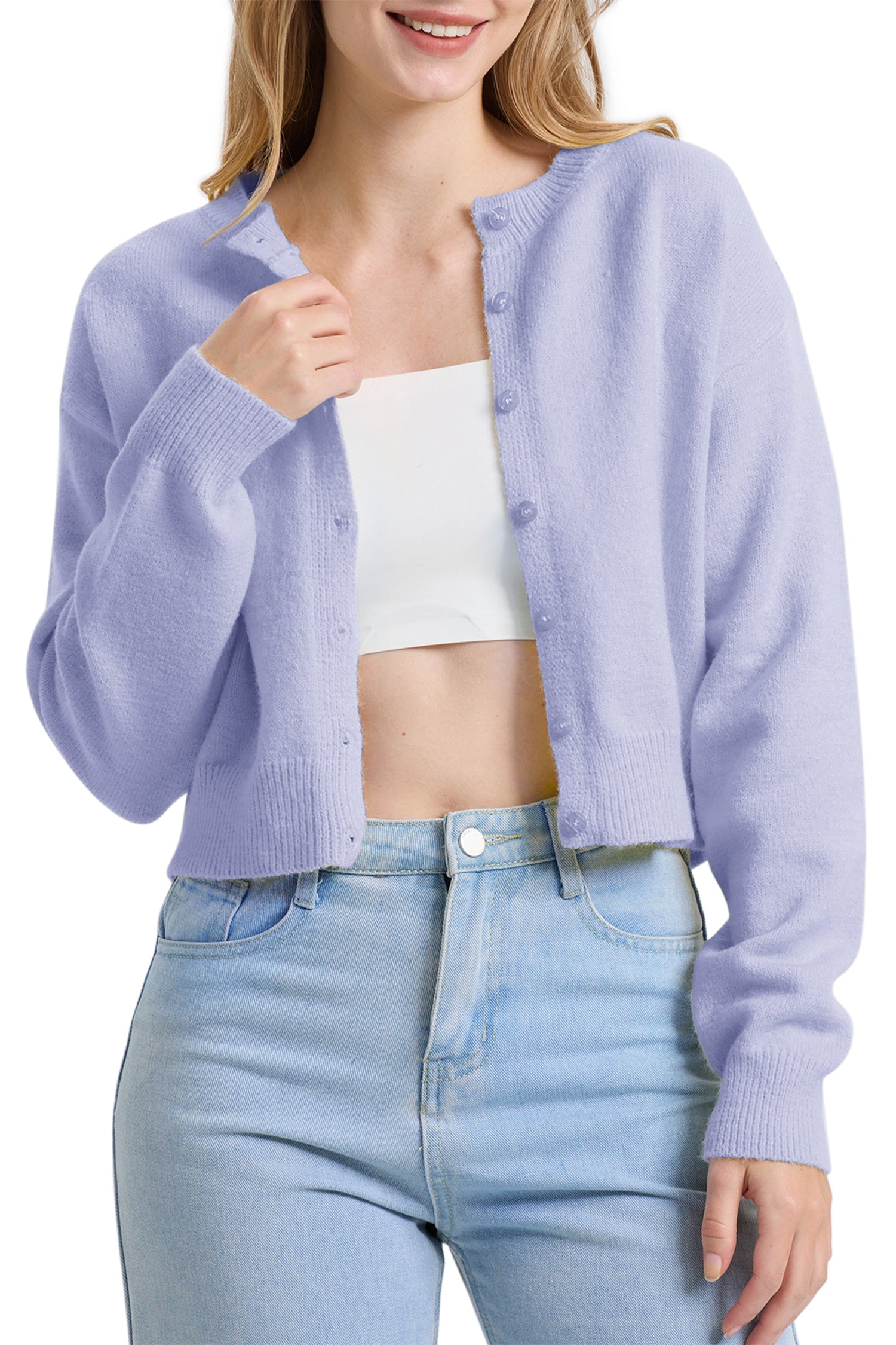 Cakulo Women's Cropped Cardigan Sweater Long Sleeve Y2K
