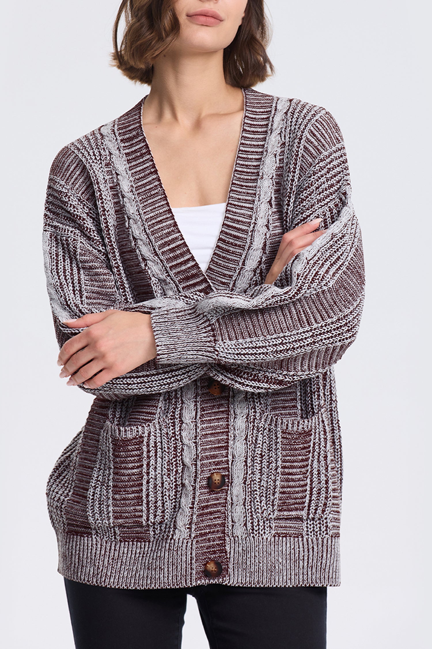 Cakulo Women's Chunky Cable Knit Cardigan