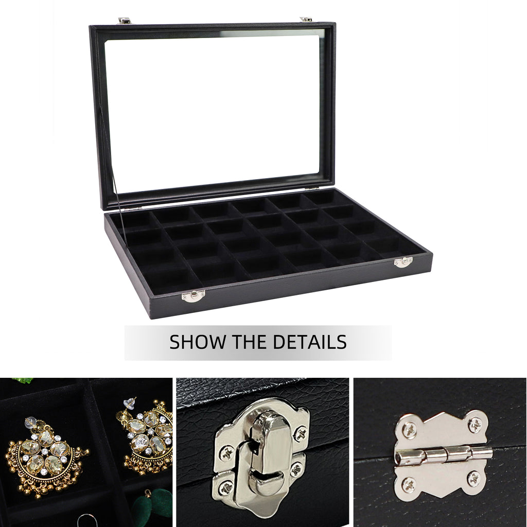 Cakulo Display Box Black Jewelry Storage Box with Clear Lid Holds Multiple
