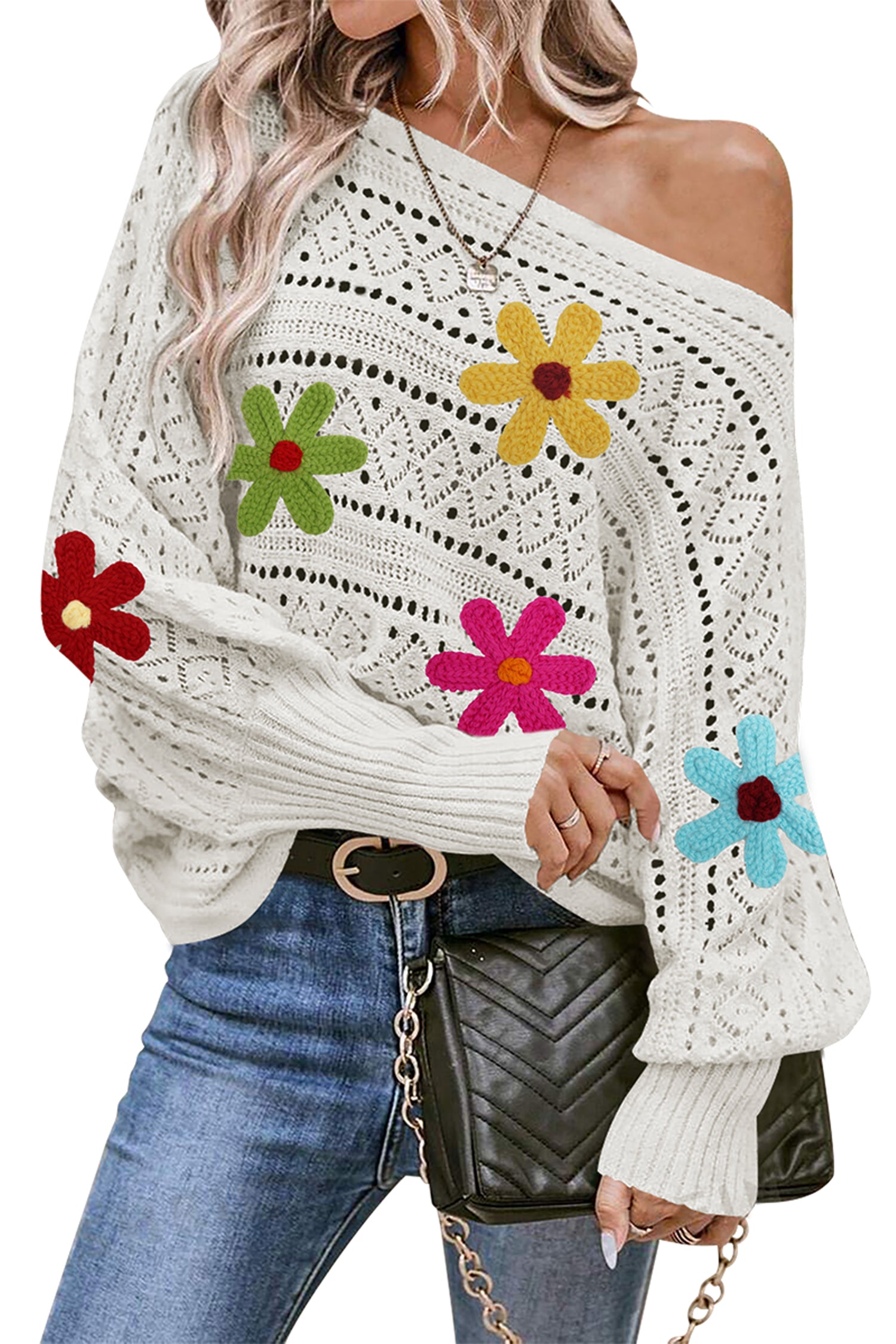 Cakulo Women's Off-Shoulder Batwing Sweater