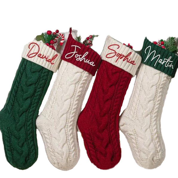 Hot-Selling Christmas Gift Custom Christmas Decoration Embroidered Stockings/Leather Patch Christmas Socks