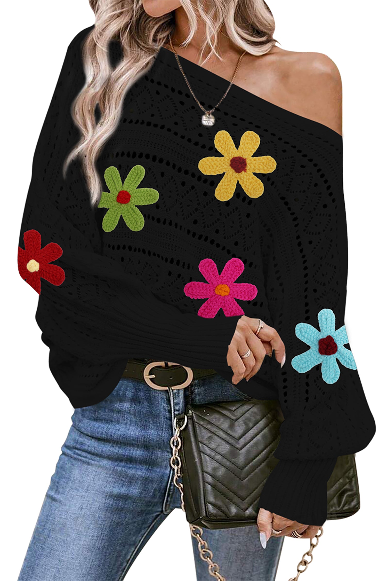 Cakulo Women's Off-Shoulder Batwing Sweater