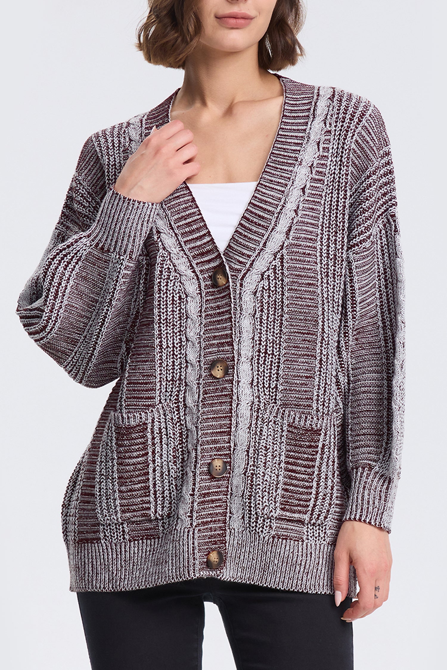 Cakulo Women's Chunky Cable Knit Cardigan