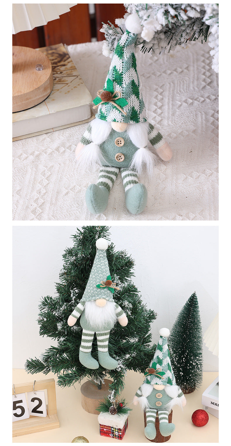 Christmas Decoration Supplies Pendant Striped Knitted Hat Rudolph Hanging Leg Doll Gnome Party Ornament