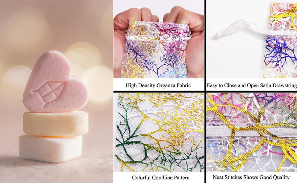 Cakulo 4x6 Organza Bags Mixed Coralline JewelryCandy Mesh Drawstring for Weddings