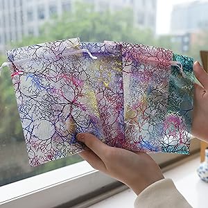 Cakulo 4x6 Organza Bags Mixed Coralline JewelryCandy Mesh Drawstring for Weddings