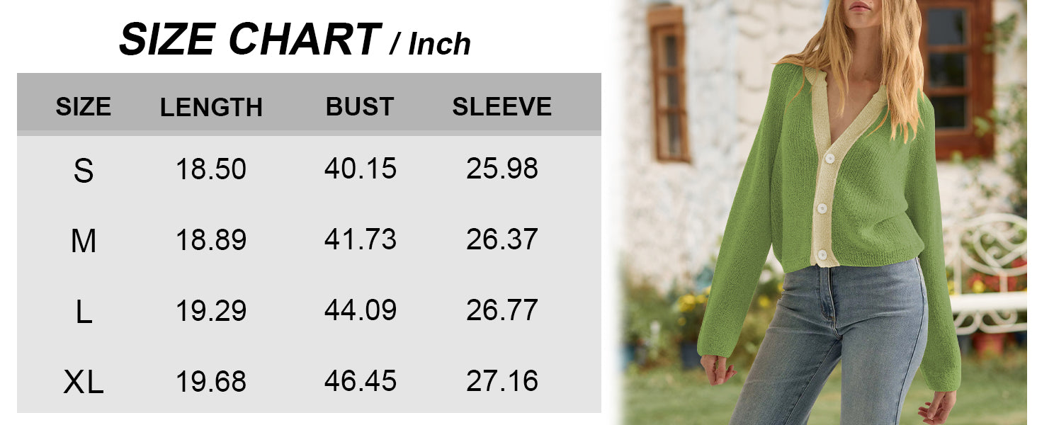 CAKULO Women Button V Neck Cardigan Sweater Contrast Knit Lightweight Long Sleeve Open Front Cropped Cardigans