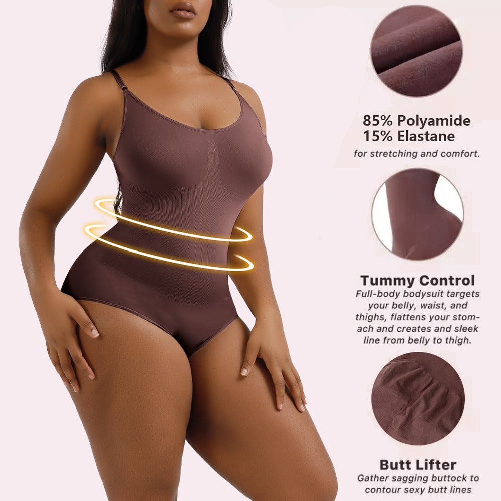 Cakulo Plus Size Postpartum Hip Lifting Seamless Full Body Belly Contraction One Piece Shapewear