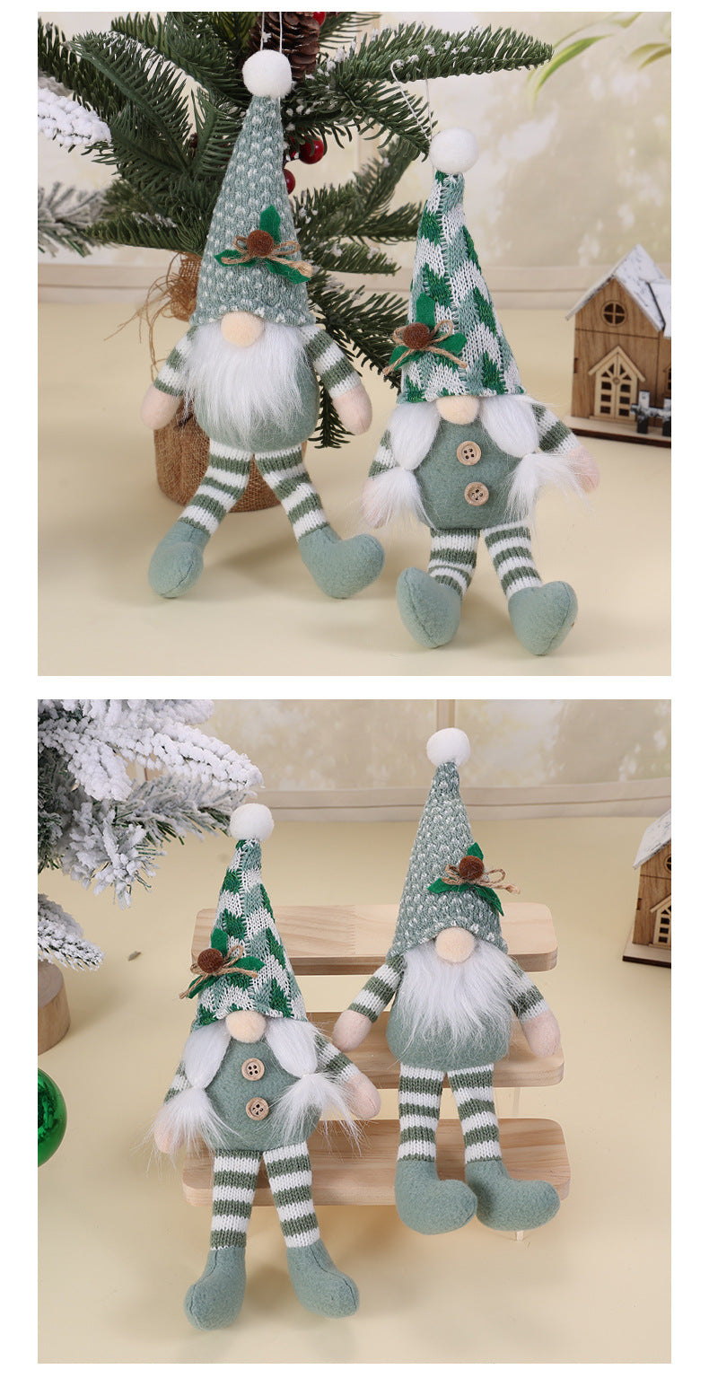 Christmas Decoration Supplies Pendant Striped Knitted Hat Rudolph Hanging Leg Doll Gnome Party Ornament