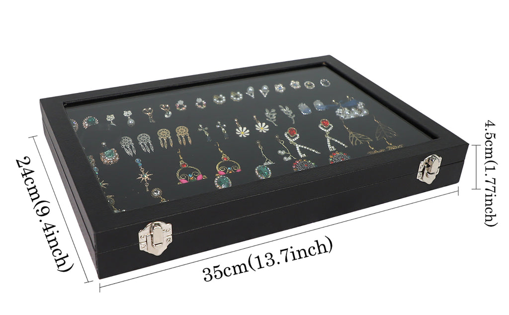 Cakulo Display Box Black Jewelry Storage Box with Clear Lid Holds Multiple