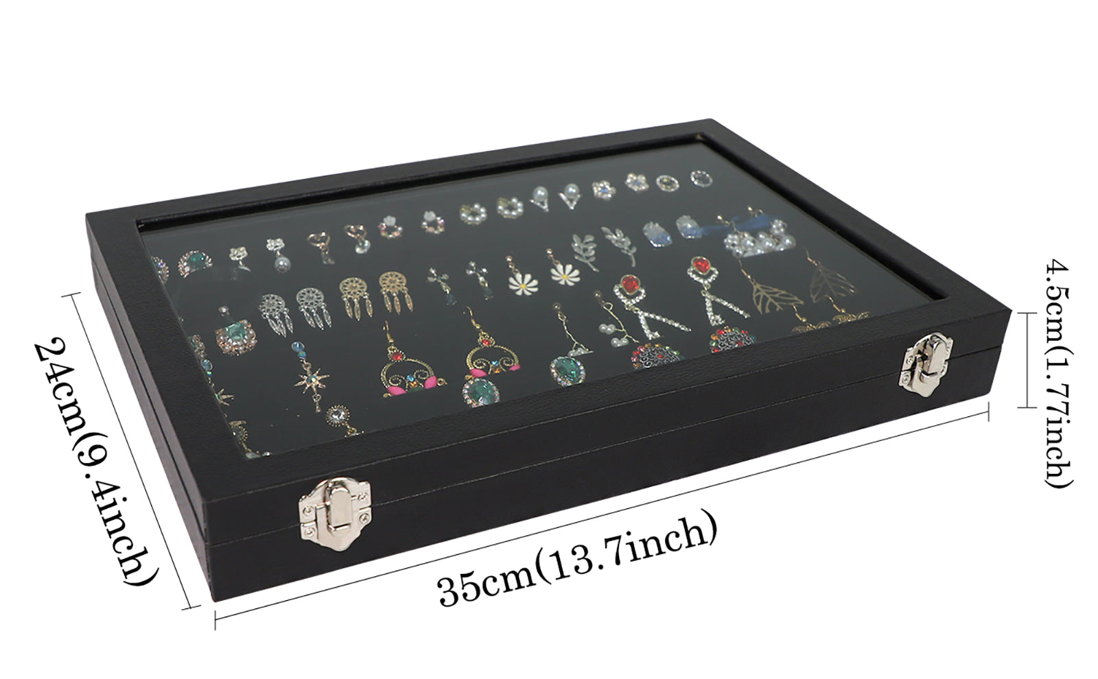 Cakulo Display Box Black Jewelry Storage Box with Clear Lid Holds Multiple
