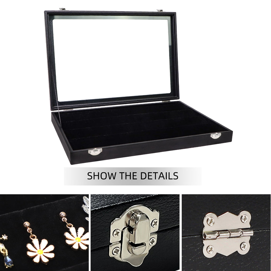 Cakulo Display Box Black Jewelry Storage Box with Clear Lid Holds Multiple