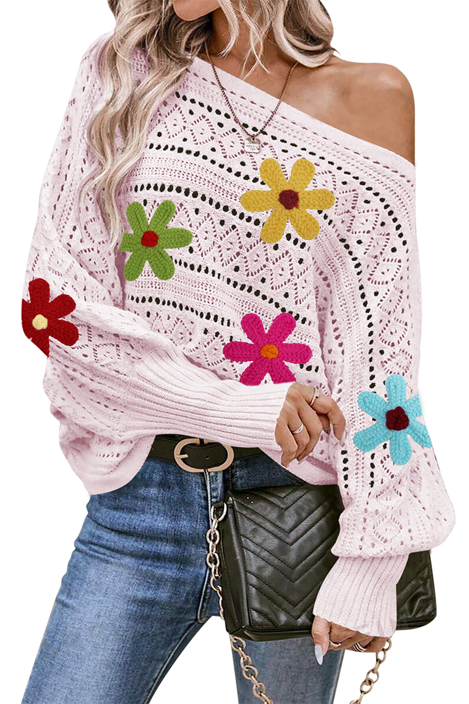 Cakulo Women's Off-Shoulder Batwing Sweater