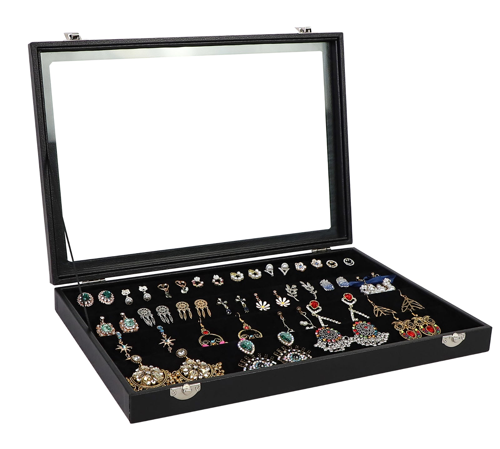 Cakulo Display Box Black Jewelry Storage Box with Clear Lid Holds Multiple