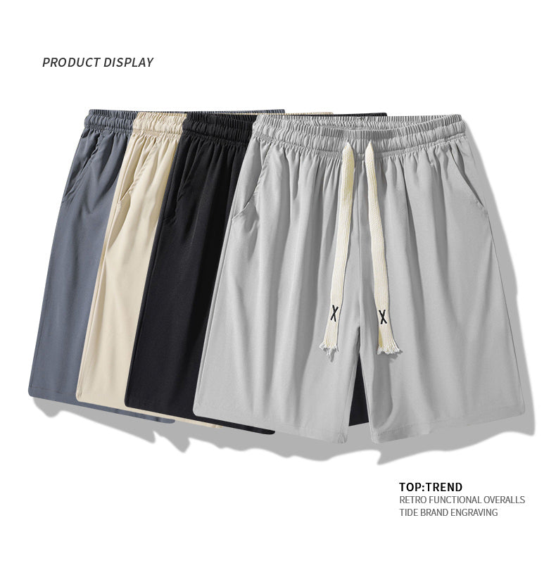 Cakulo Men's Comfy Bermuda Workout Shorts with Zipper Pockets